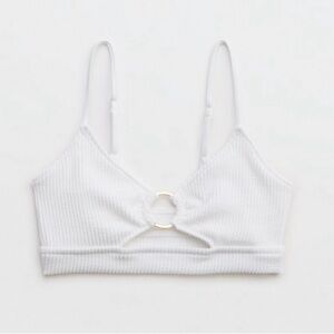 White Ribbed Bikini Top